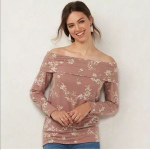 LC Lauren Conrad Pink Floral Off The Shoulder Top